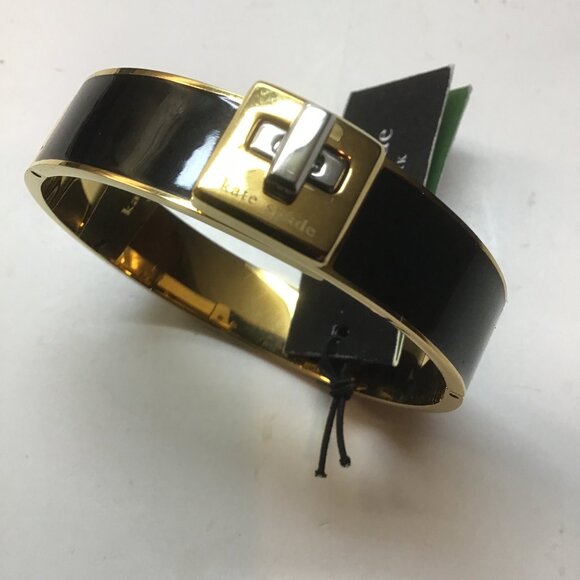 Kate Spade New Black Hinged Cuff Turn Lock Bracelet - Picture 1 of 2